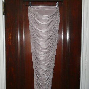 Ruched Bodycon Midi Skirt | Silky Taupe | Size 2